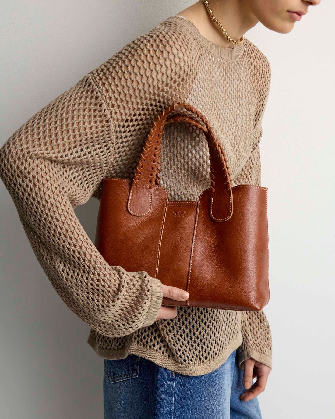 Bolso Braided en piel sintética lisa