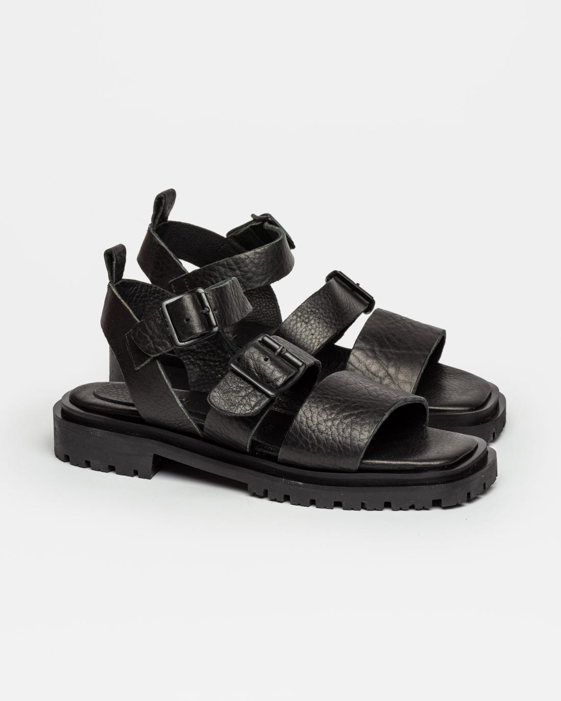 Sandalia Alba de caña media en piel granulada